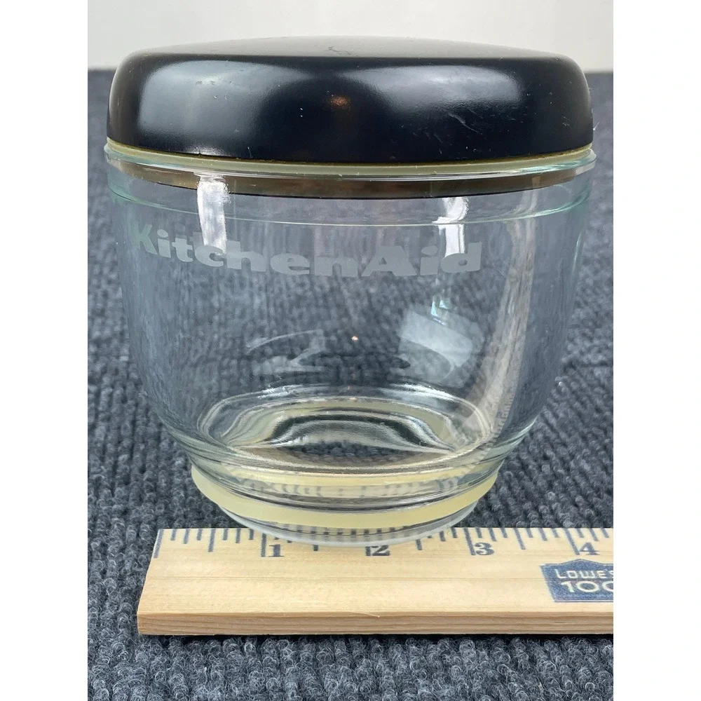 KitchenAid Burr Coffee Grinder Glass Jar Replacement with Black Lid Clear